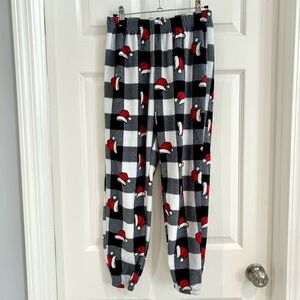 Women Fleece Pajama Pants Joggers Xmas Jammies for your Families Sz XS Santa Hat